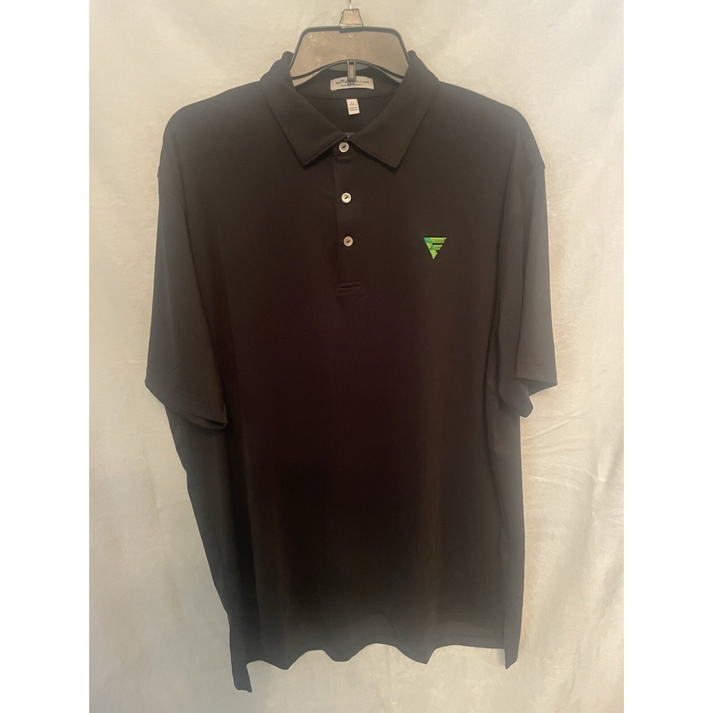 Peter Millar Polo Shirt Mens Large Black Summer Comfort Golf Casual Short Sleeve